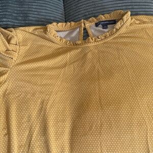 Adrianna Papell Yellow Polka Dot Ruffle Top